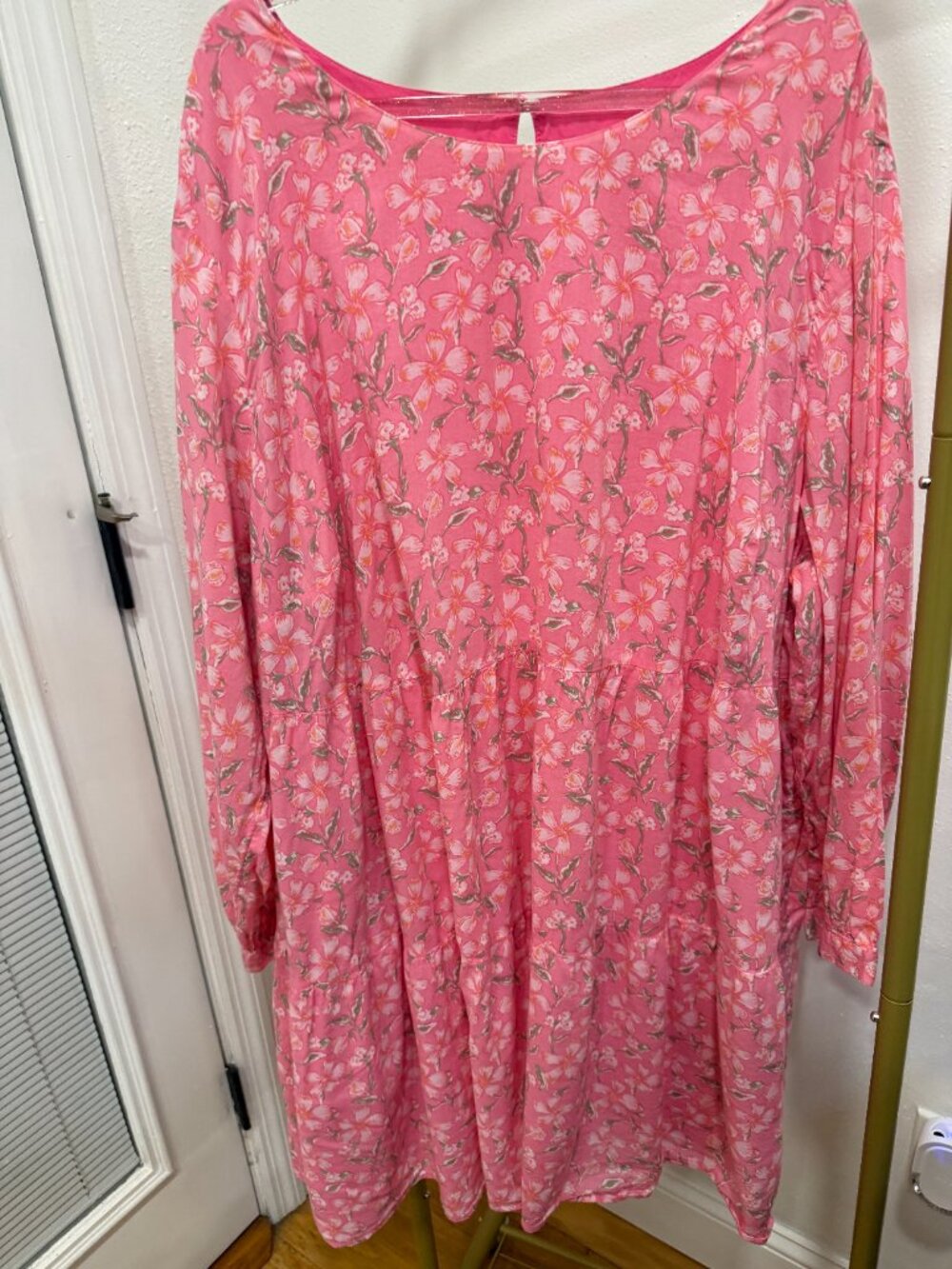 Vineyard Vines Pink Floral Long Sleeve Tiered Dress Plus Size 3X